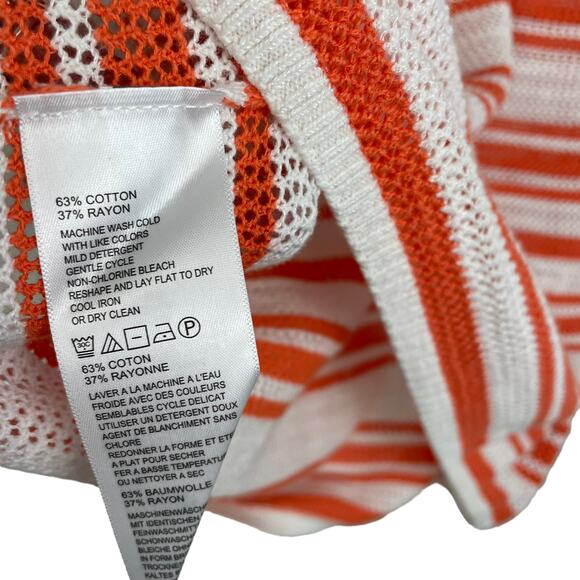 Tommy Bahama Crewneck Striped Sweater Orange White Womens Large - Picture 3 of 5